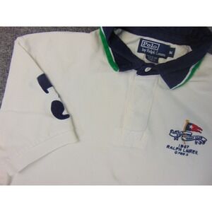Polo Ralph Lauren Shirt Mens Med White Blue Polo 1967 Yacht Club Rugby #3